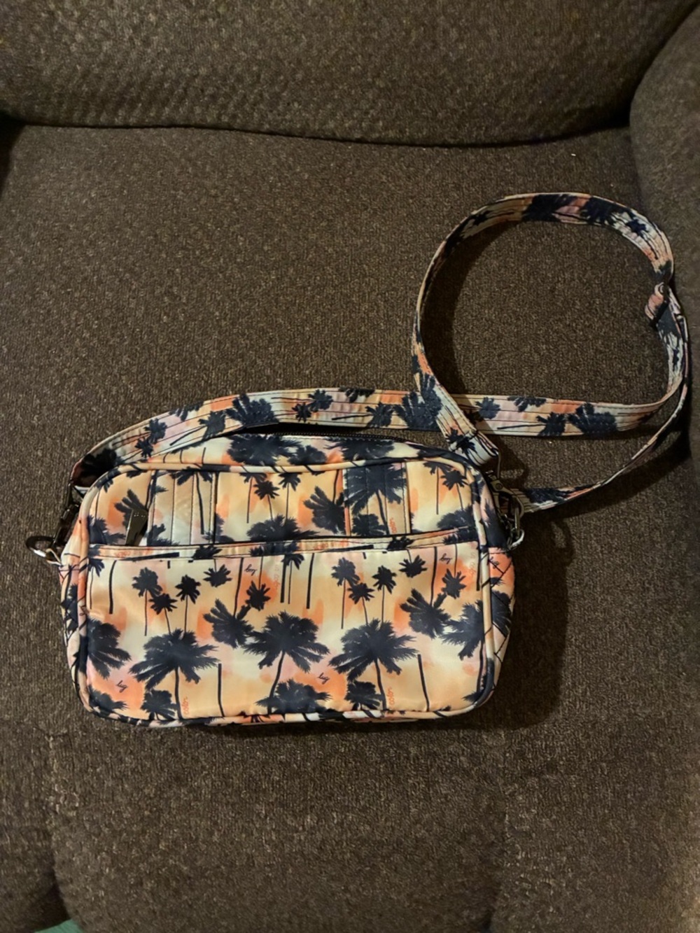 Palm Tree Print Crossbody Travel Bag